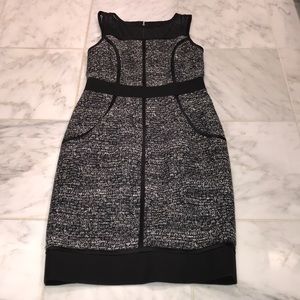 Ann Taylor Black & White Cutout Neck Dress
